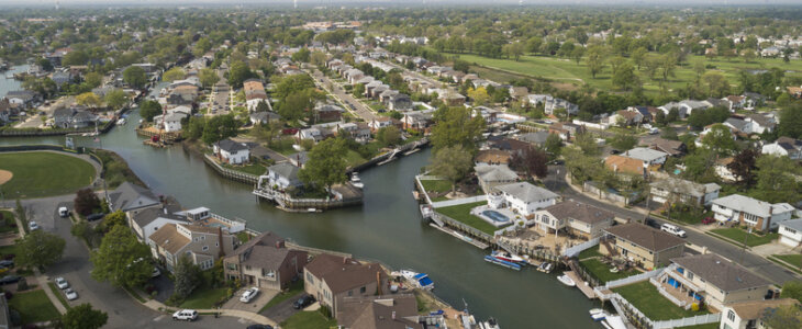 Aerial view of Oceanside, near Hempstead New York.